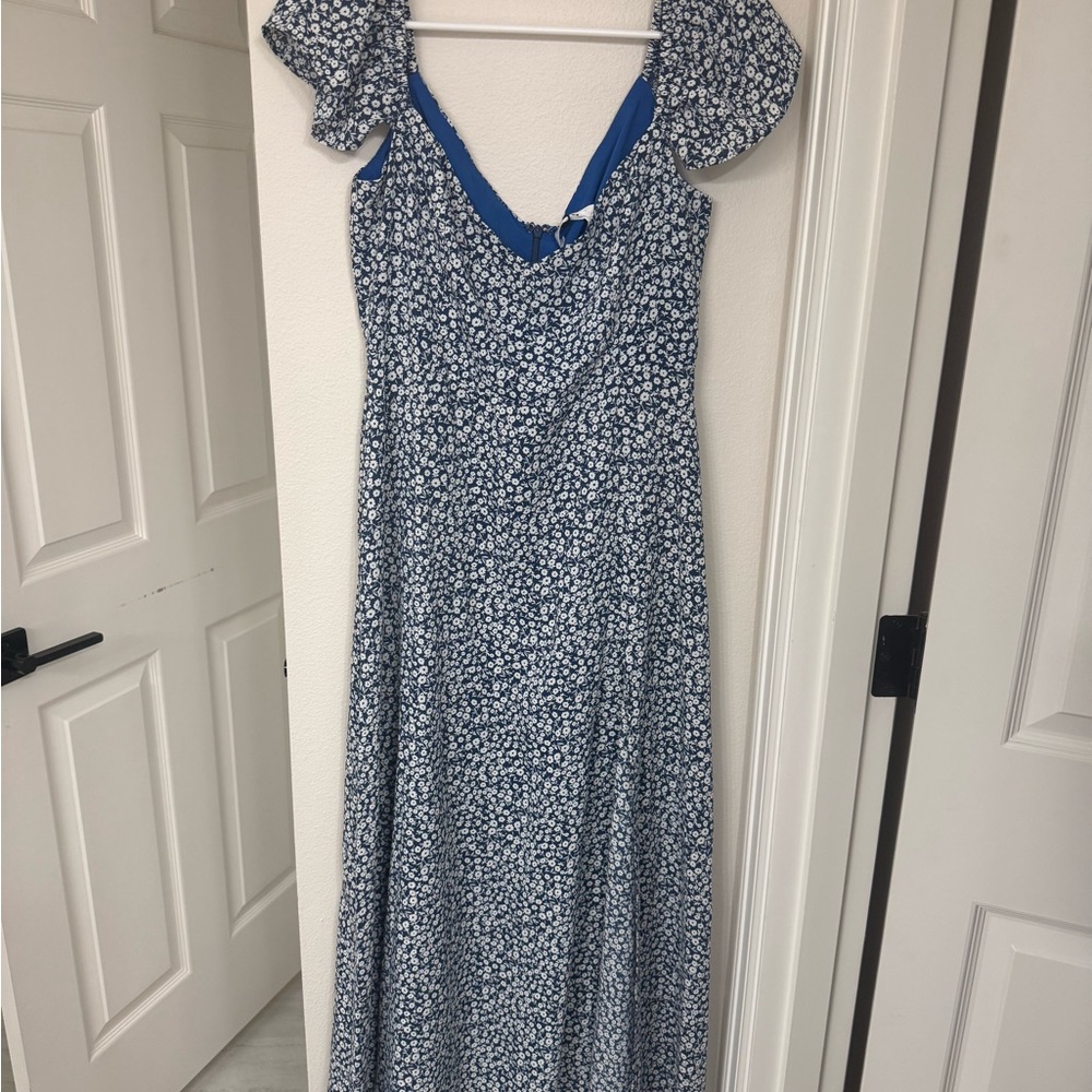 Showpo Blue Floral One Shoulder Dress